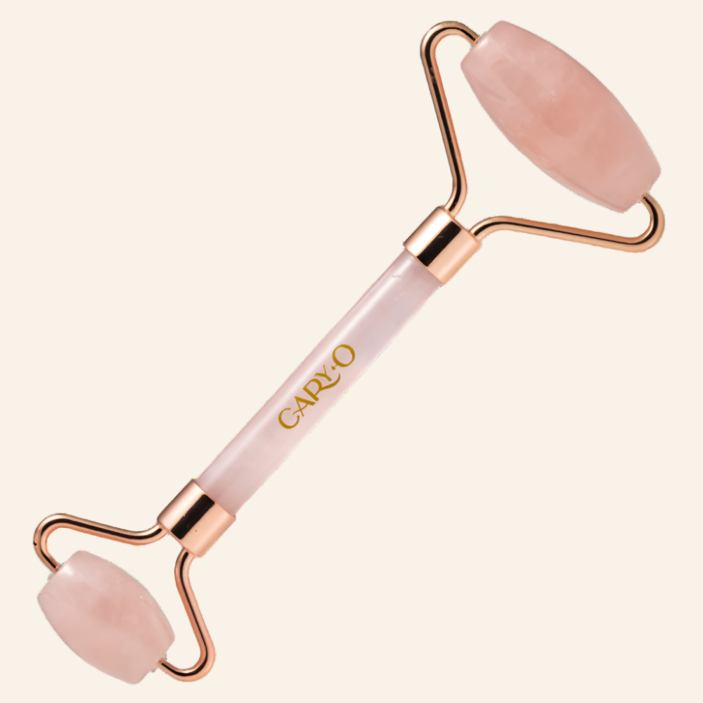 Rodillo facial cuarzo rosado