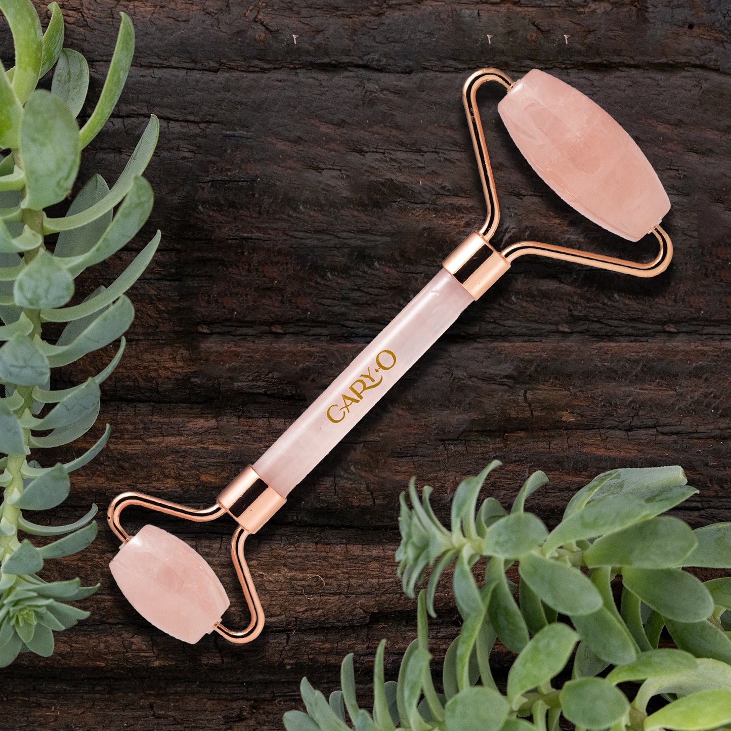 Rodillo facial cuarzo rosado